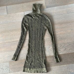 Camila Coelho XS gold and black turtleneck mini dress